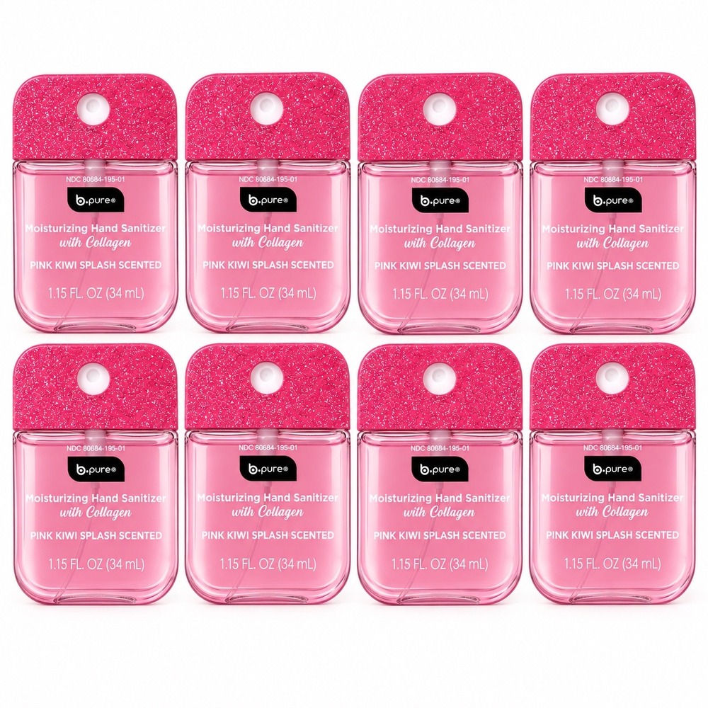 NEW b.pure Pink Kiwi Splash Moisturizing Hand Sanitizer With 8-Piece Bundle